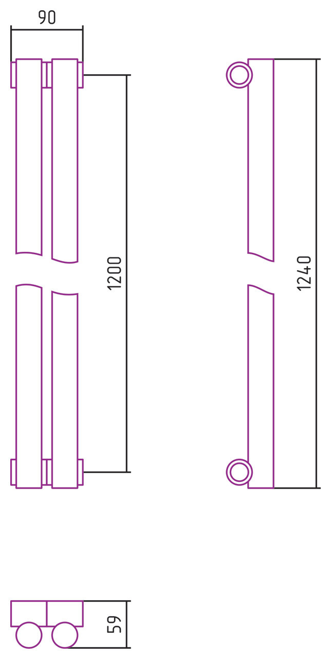 Отопительный радиатор Сунержа Эстет-1 1200х90 2 секции Матовый белый