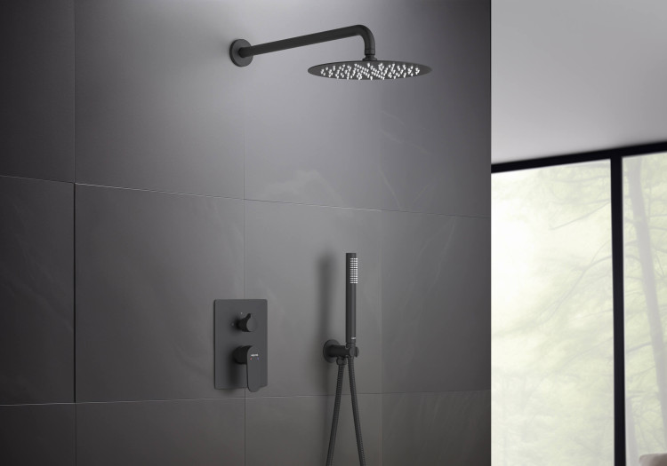 Set 3 в 1 душевой комплект Aquatek, матовый черный AQ1272MB ОБЕРОН