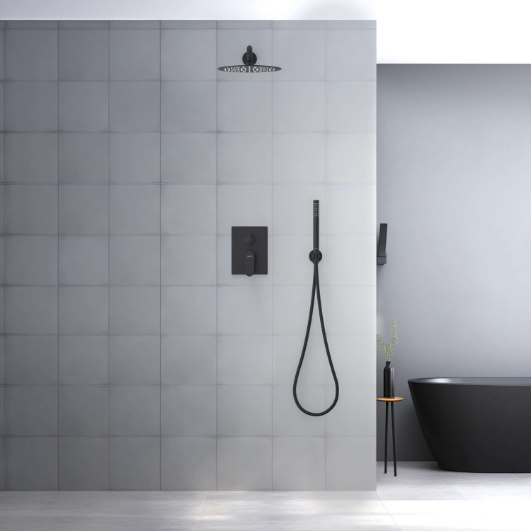 Set 3 в 1 душевой комплект Aquatek, матовый черный AQ1272MB ОБЕРОН