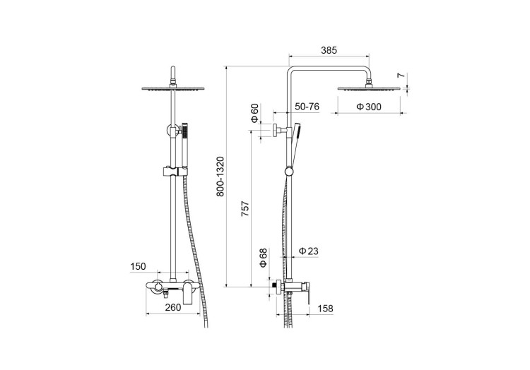 Душевая система Aquatek, матовый черный AQ2440MB ЛИРА