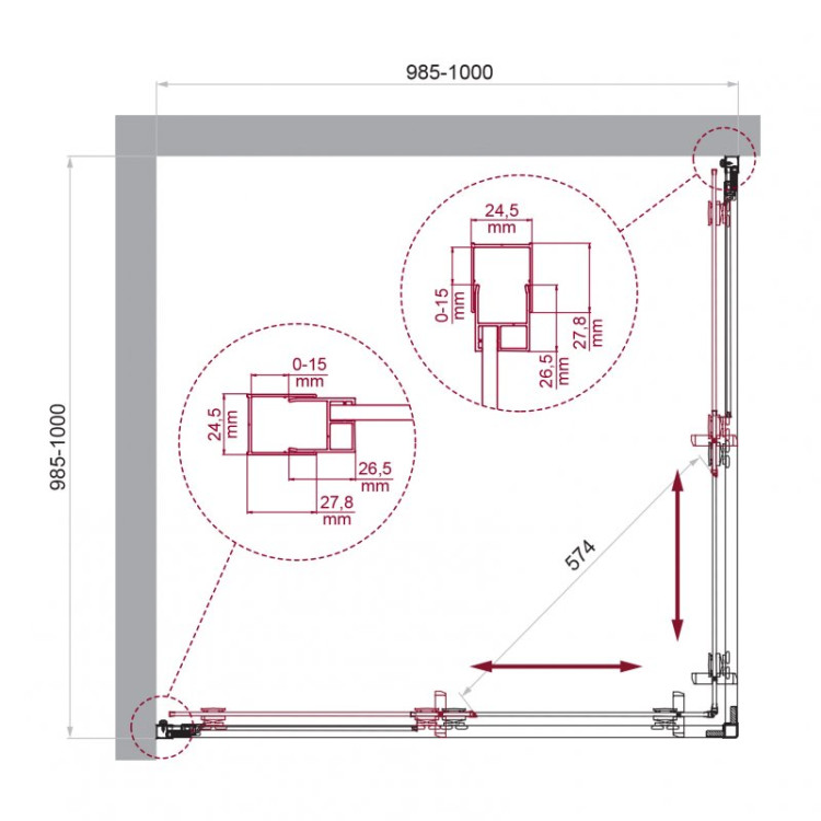 Душевой уголок BELBAGNO LUCE-A-2 Cezares LUCE-A-2-80-C-Cr