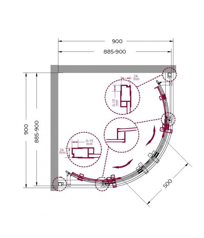 Душевой уголок BELBAGNO MARINO-R-2 BelBagno MARINO-R-2-90-C-Cr