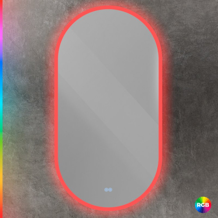Зеркало с контурной разноцветной подсветкой RGB и сенсорным выключателем, 12V, 220-240V, Cezares CZR-SPC-ELS-550-1050-RGB-TCH