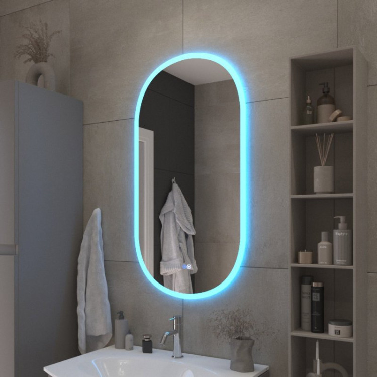 Зеркало с контурной разноцветной подсветкой RGB и сенсорным выключателем, 12V, 220-240V, Cezares CZR-SPC-ELS-550-1050-RGB-TCH