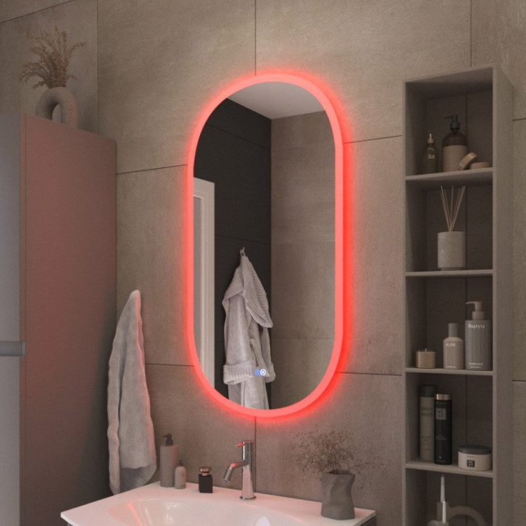 Зеркало с контурной разноцветной подсветкой RGB и сенсорным выключателем, 12V, 220-240V, Cezares CZR-SPC-ELS-550-1050-RGB-TCH