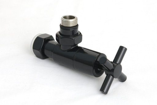 Вентиль Сунержа угловой крест G 1/2&quot; НР х G 3/4&quot; НГ RAL 9011 Графитовый чёрный