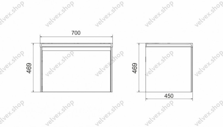 Тумба с раковиной Velvex Klaufs 70.1Y