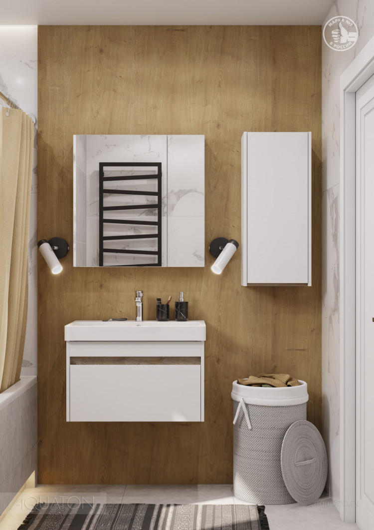 Шкафчик Aquaton Марти белый глянец/дуб эндгрейн 1A270203MY010