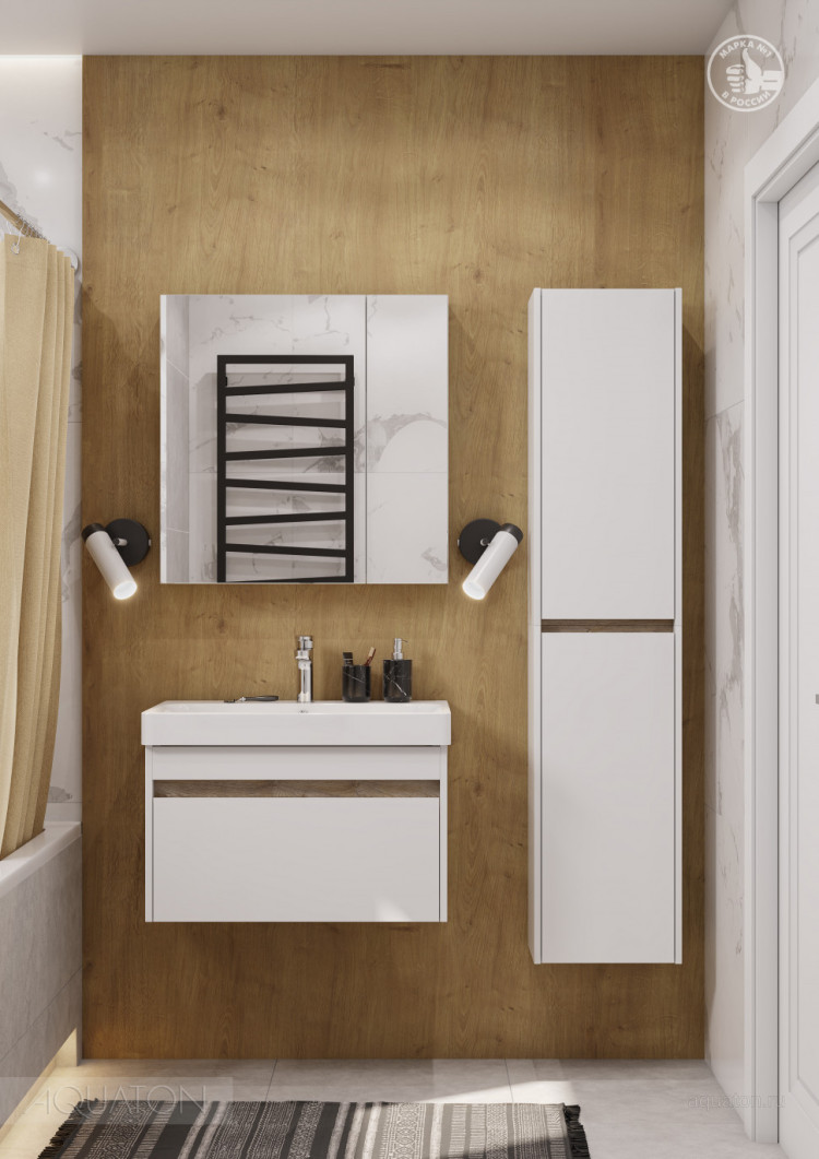 Шкафчик Aquaton Марти белый глянец/дуб эндгрейн 1A270203MY010