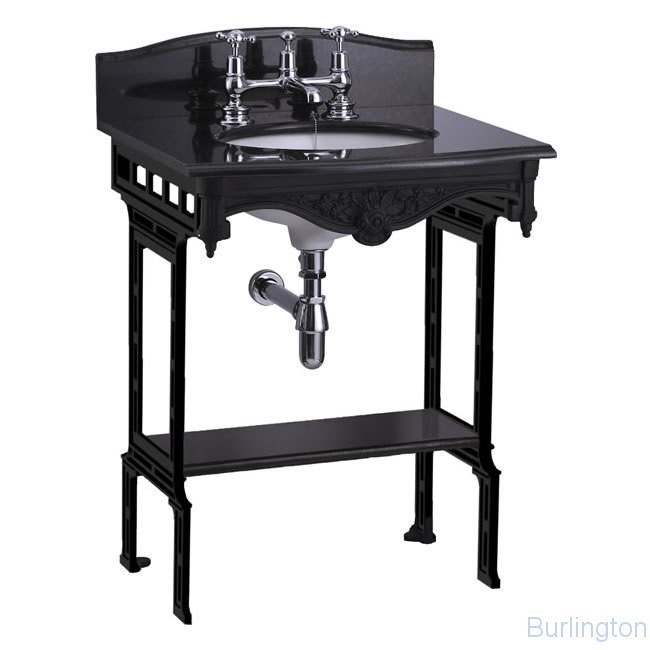 Гранитная столешница на 1,2 или 3 отверстия с подстольем из черного алюминия