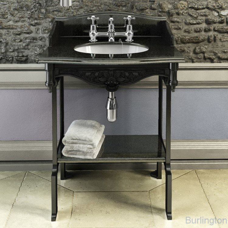 Гранитная столешница на 1,2 или 3 отверстия с подстольем из черного алюминия