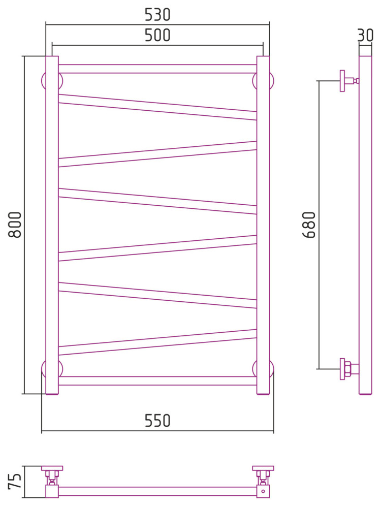 Полотенцесушитель водяной Сунержа Сирокко 800х500 Матовый белый