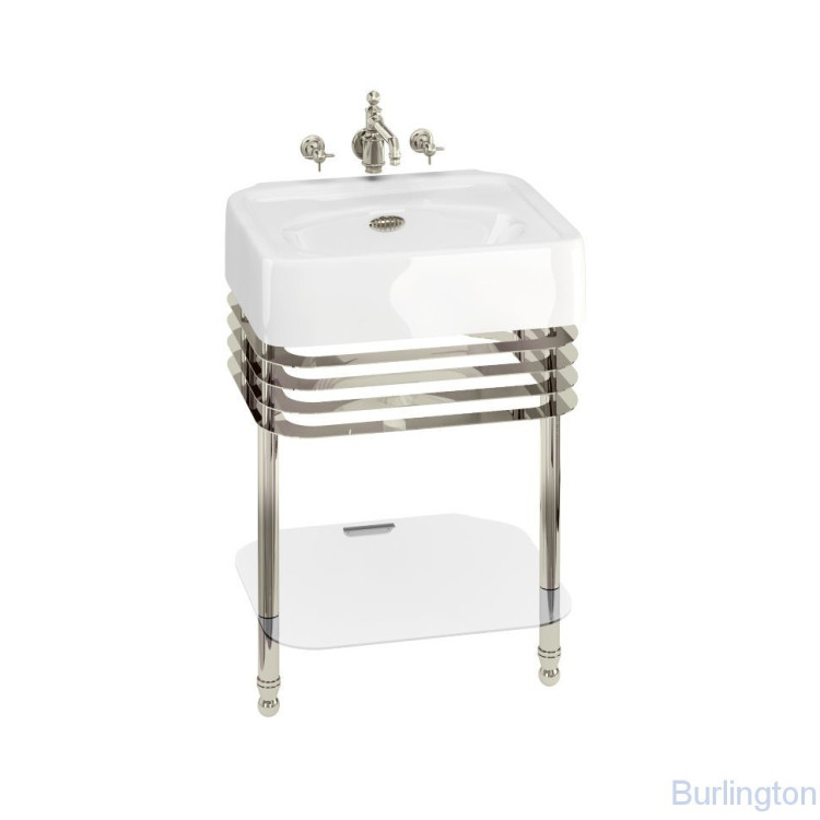 Раковина 600мм с подстольем, никель