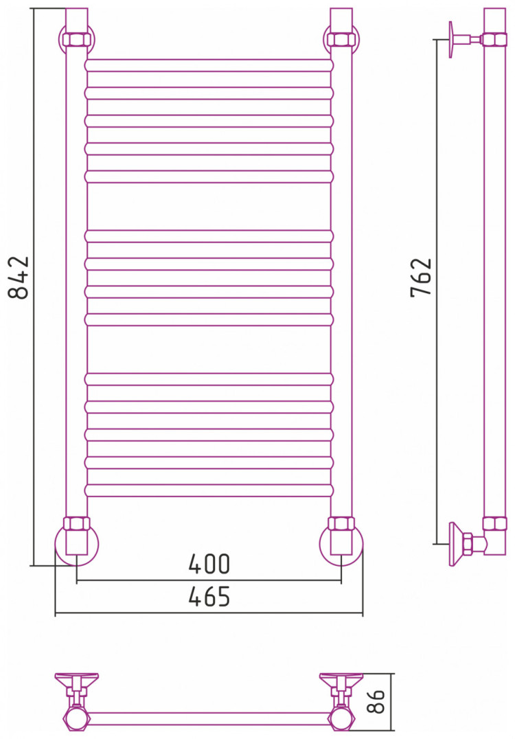 Полотенцесушитель водяной Стилье Аксиома-10 800х400 Без покрытия