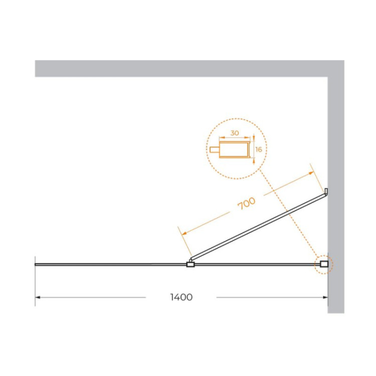 Душевая перегородка универсальная с односторонним входом, стекло бронза, профиль чёрный Cezares LIBERTA-L-1-TB-120-BR-NERO
