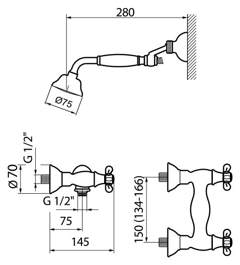 Смеситель для душа Webert Ottocento OT760101