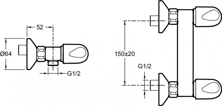 Настенный смеситель для душа Jacob Delafon GALEO CD E71923-CP
