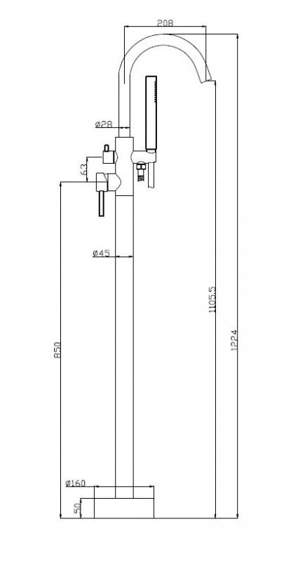 Напольный смеситель для ванны Cezares NOV-FMT-NERO