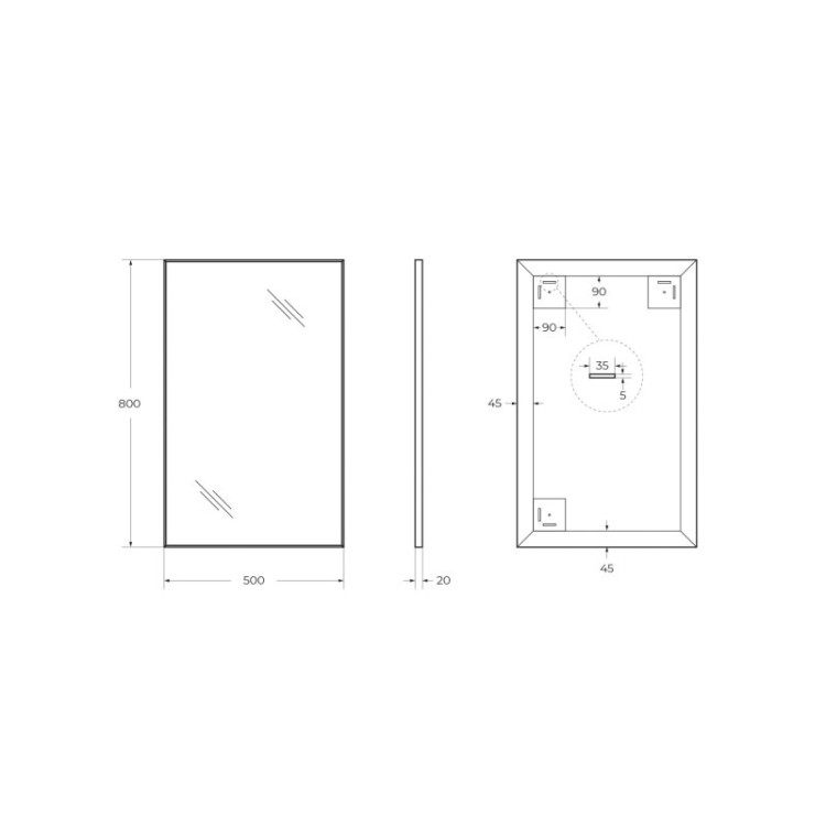 Зеркало в алюминиевой раме BelBagno SPC-AL-800-900