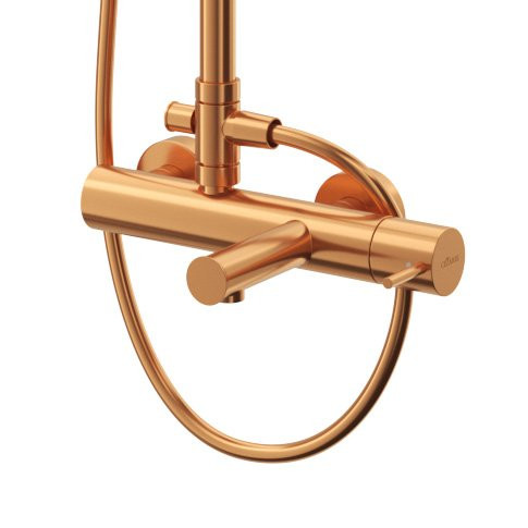 Душевая стойка телескопическая, с изливом с верхним и ручным душем с тонкой ручкой Cezares LEAF-CVDA-30-L-SS