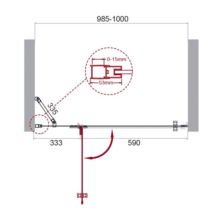 Душевая дверь в нишу BELBAGNO KRAFT-B-12 BelBagno KRAFT-B-12-60/60-C-Cr-R
