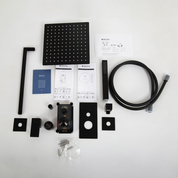 Душевая система с переключателем для верхнего и ручного душа, верхний душ из стены, квадратный 30 см, материал металл Cezares PORTA-DSIPQ-30-NOP