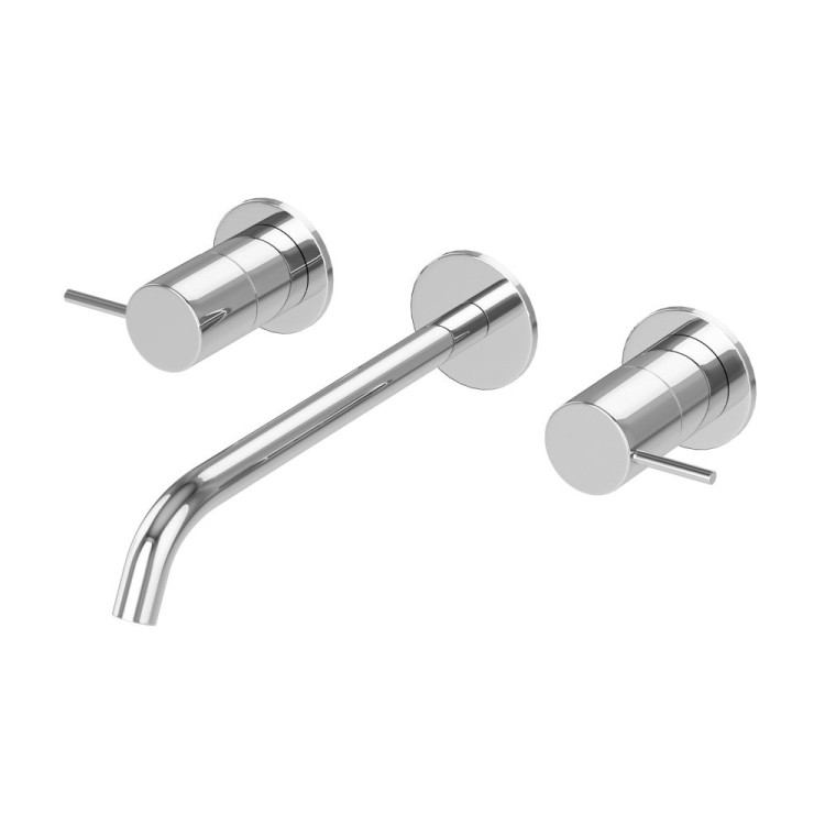 Смеситель для раковины встраиваемый, на три отверстия с тонкими ручками Cezares LEAF-BLI3L-L-SS