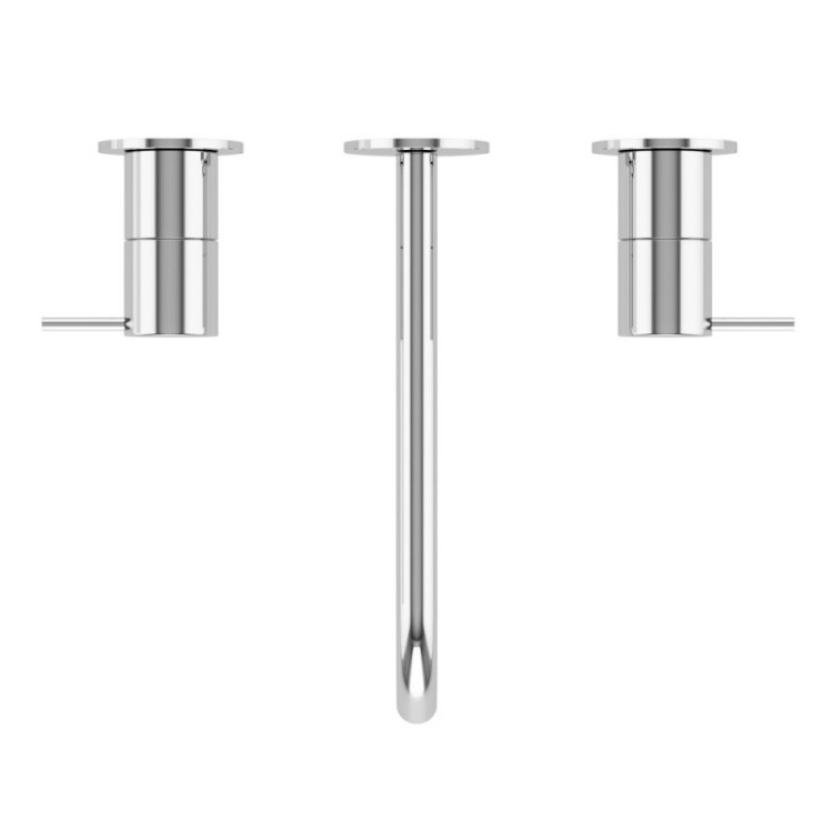 Смеситель для раковины встраиваемый, на три отверстия с тонкими ручками Cezares LEAF-BLI3L-L-SS