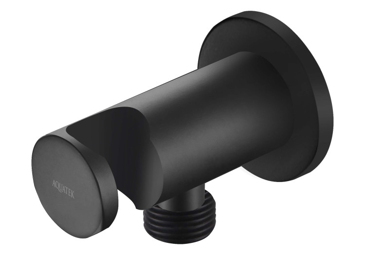 Шланговое подсоединение с держателем душа Aquatek, матовый черный AQ2455MB