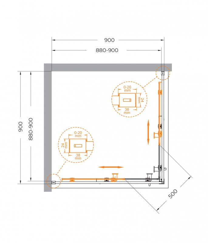 Душевой уголок RELAX-304-A-2 Cezares RELAX-304-A-2-100-C-CR
