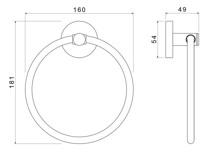Полотенцедержатель кольцо Aquatek матовый черный AQ4112MB Европа