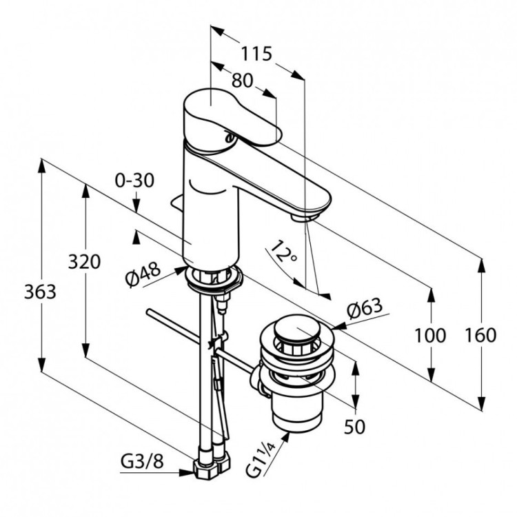 Смеситель для раковины Kludi Objekta 322600575