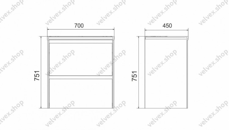 Тумба с раковиной Velvex Klaufs 70.2Y