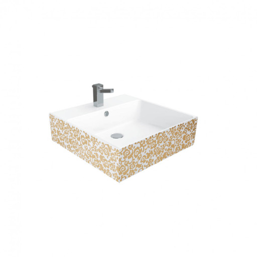 CREAVIT Раковина NX256.D цветы ЗОЛОТО