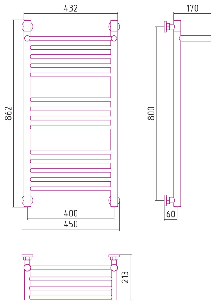 Полотенцесушитель водяной Сунержа Богема с полкой+ 800х400 Золото