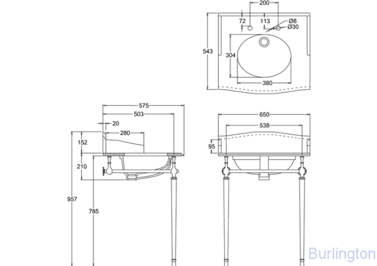 Гранитная столешница на 1,2 или 3 отверстия с хромированным подстольем