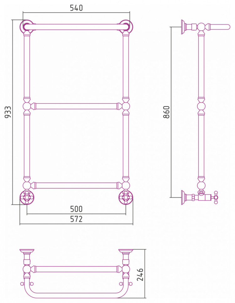 Полотенцесушитель водяной Сунержа Ренессанс 1386 860x500 Шампань
