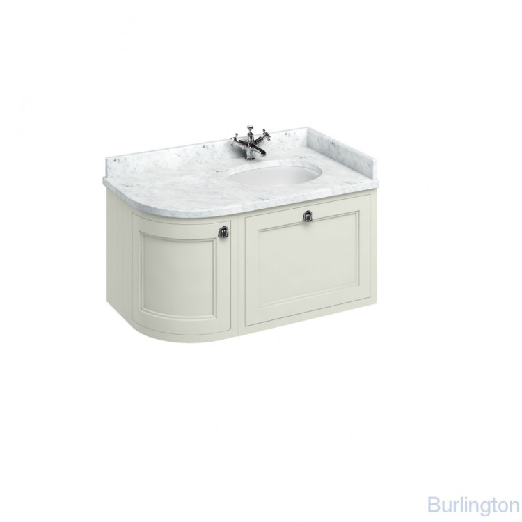 Тумба со столешницей 100 см, угловая правосторонняя, цвет песочный [FW6S + BC98R]