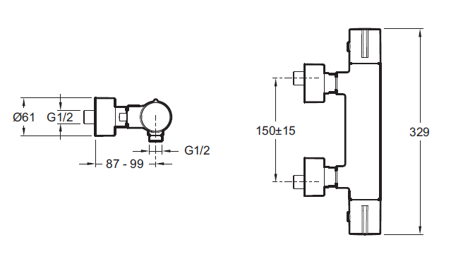 Смеситель для душа Jacob Delafon Toobi  E8991-CP с термостатом