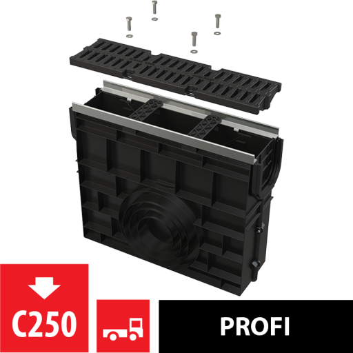 Пескоуловитель для дренажного канала AVZ103 с металлической рамой и решеткой из композитного материала С250 Alcadrain AVZ103R-R403