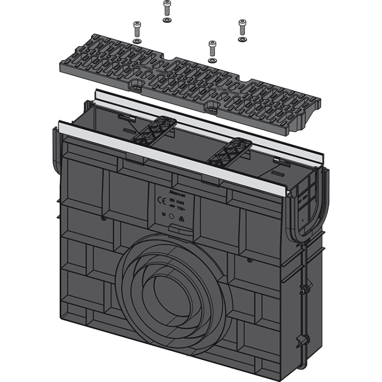Пескоуловитель для дренажного канала AVZ103 с металлической рамой и решеткой из композитного материала С250 Alcadrain AVZ103R-R403