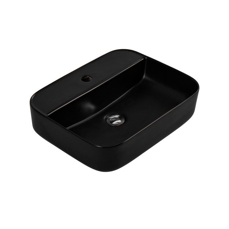 Раковина накладная для установки на столешницу Aquatek ВЕГА AQ5506-MB 500*395*140, с отверстием под смеситель, матовый черный