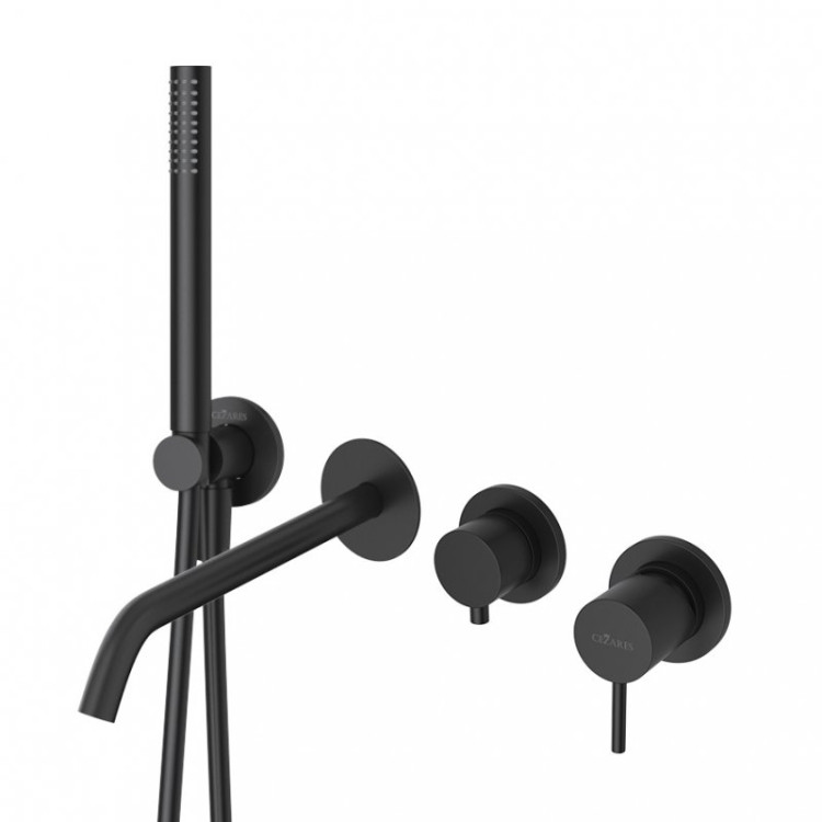 Встраиваемый смеситель для ванны и душа с переключателем на 3 выхода Cezares LEAF-VDIM3-D-L-ST