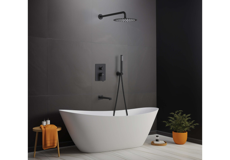 Set 4 в 1 душевой комплект Aquatek, матовый черный AQ1273MB ОБЕРОН