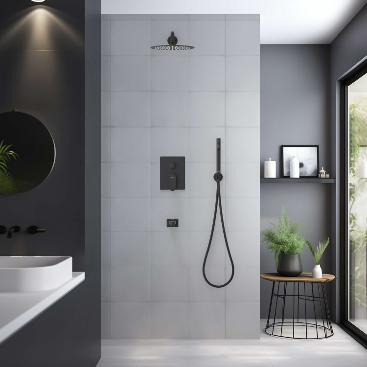 Set 4 в 1 душевой комплект Aquatek, матовый черный AQ1273MB ОБЕРОН