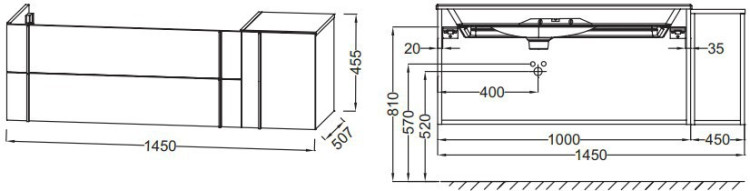 Тумба под раковину Jacob Delafon Nouvelle Vague 145 подвесная 3 ящика