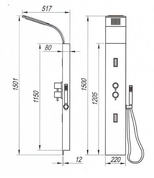 Душевая панель Kolpa San Zonda 3F с гидромассажем