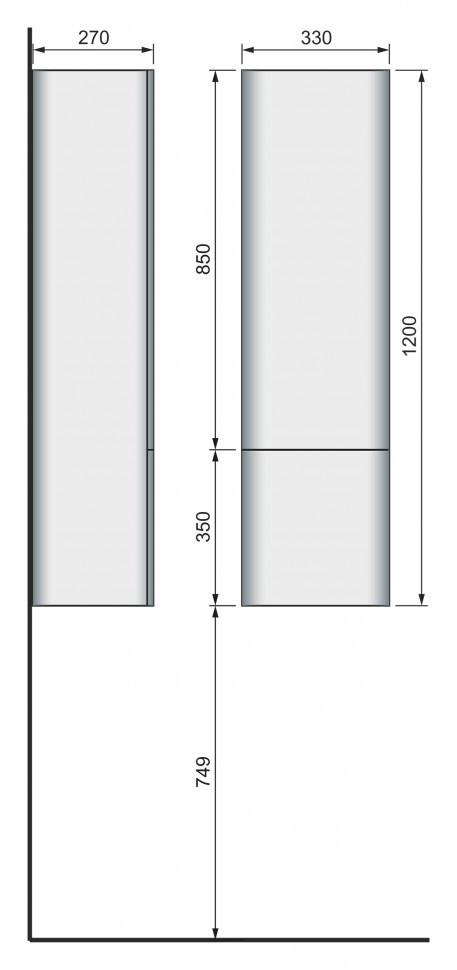 Шкаф пенал Raval Pure 33 подвесной
