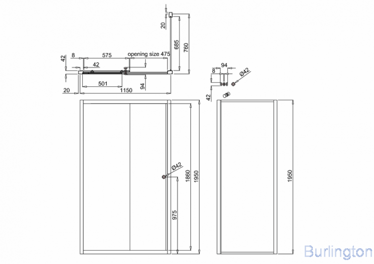 Дверь Arcade 1200mm раздвижная с боковым экраном 800mm, никель [ARC46 + ARC52]
