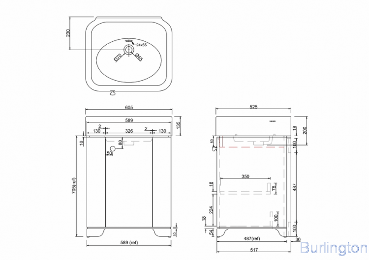 Раковина 600мм с тумбой, цвет песочный